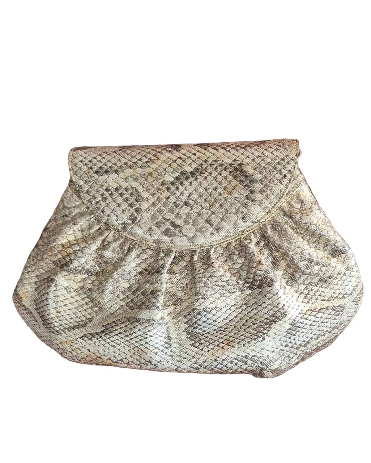 1980s Finesse La Model Evening Bag Gold Snakeskin Design