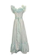 1970s Roberta California off-the-shoulder Prairie Dress Prom Gown