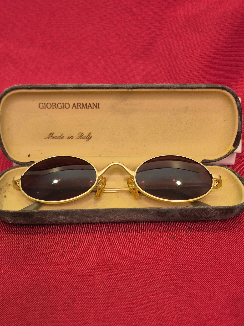 1990s Giorgio Armani Men's Oval Sunglasses – Gold Frame with Case